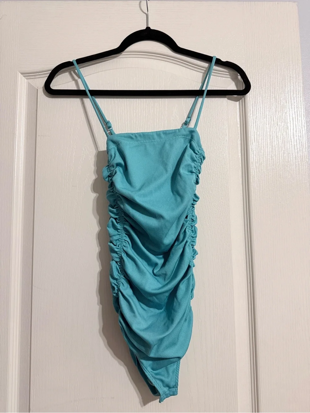 Intimately by Free People Ruched Ribber Body Suit in Teal